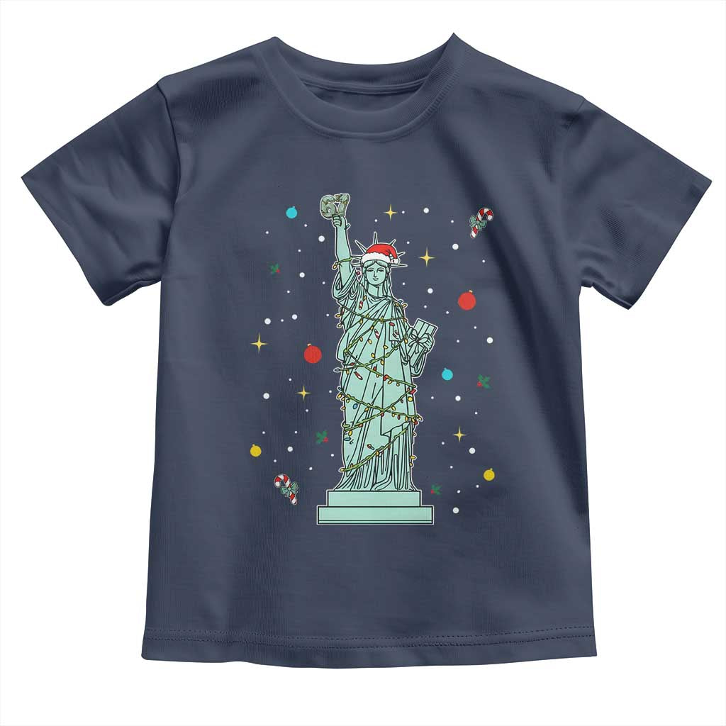 Statue Of Liberty Six Seven Meme Toddler T Shirt Gen Alpha 67 Trend Christmas Gift TS12 Navy Print Your Wear