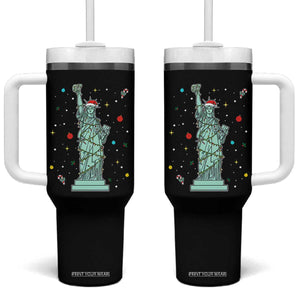 Statue Of Liberty Six Seven Meme Tumbler With Handle Gen Alpha 67 Trend Christmas Gift TS12 One Size: 40 oz Black Print Your Wear