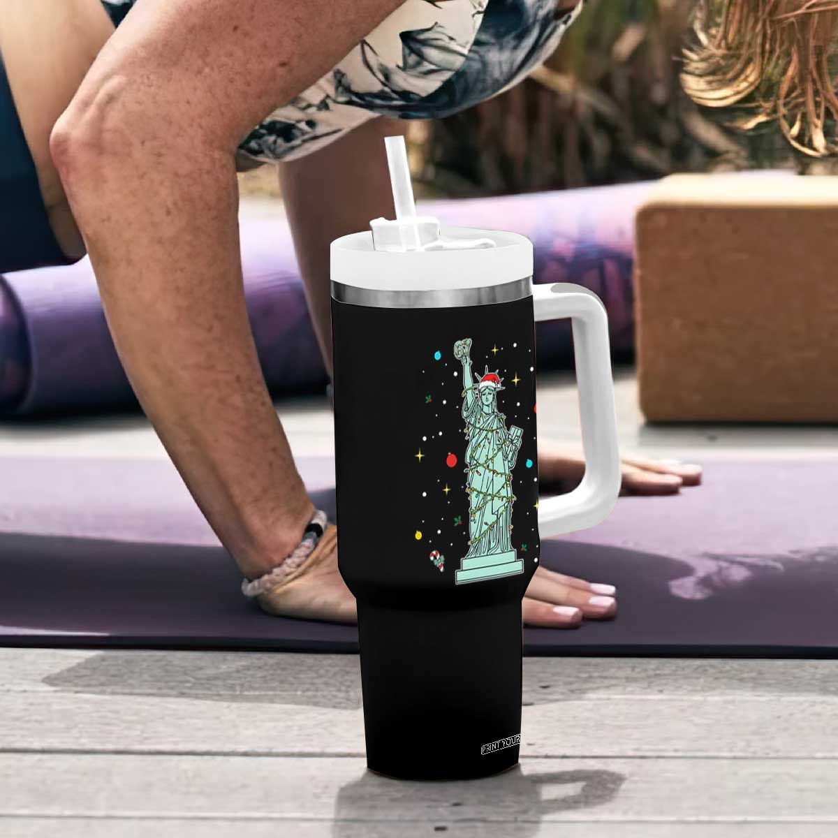 Statue Of Liberty Six Seven Meme Tumbler With Handle Gen Alpha 67 Trend Christmas Gift TS12 Print Your Wear