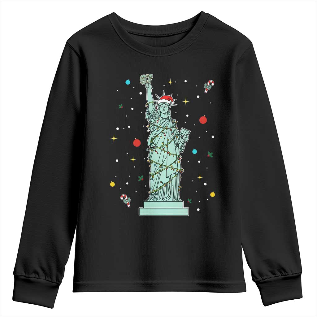 Statue Of Liberty Six Seven Meme Youth Sweatshirt Gen Alpha 67 Trend Christmas Gift TS12 Black Print Your Wear