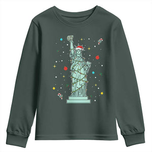 Statue Of Liberty Six Seven Meme Youth Sweatshirt Gen Alpha 67 Trend Christmas Gift TS12 Dark Forest Green Print Your Wear
