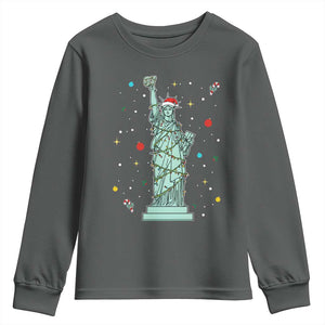 Statue Of Liberty Six Seven Meme Youth Sweatshirt Gen Alpha 67 Trend Christmas Gift TS12 Dark Heather Print Your Wear