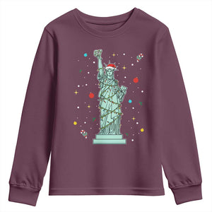 Statue Of Liberty Six Seven Meme Youth Sweatshirt Gen Alpha 67 Trend Christmas Gift TS12 Maroon Print Your Wear