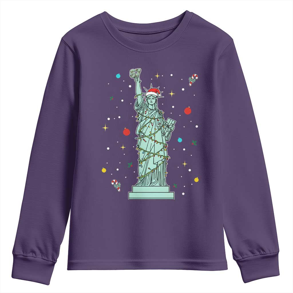 Statue Of Liberty Six Seven Meme Youth Sweatshirt Gen Alpha 67 Trend Christmas Gift TS12 Purple Print Your Wear