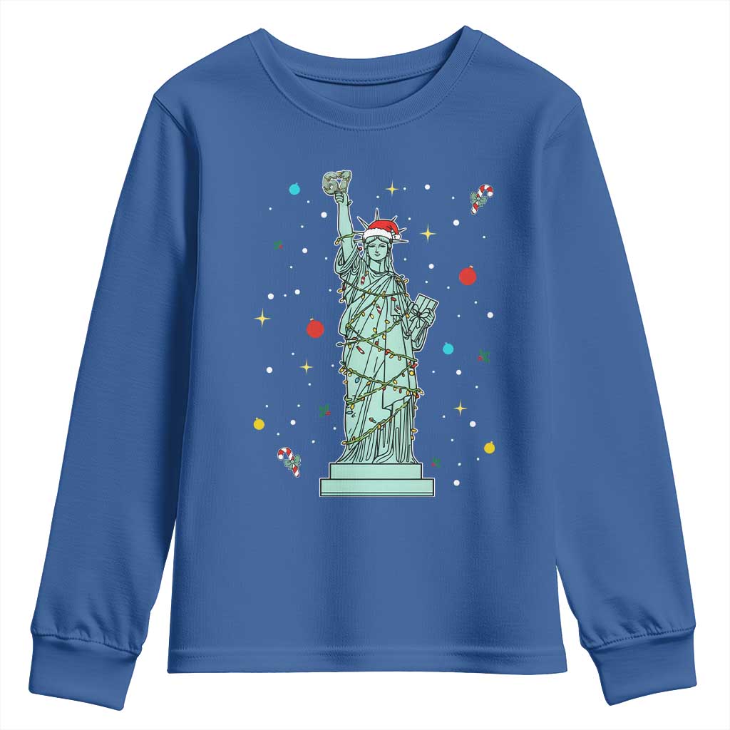 Statue Of Liberty Six Seven Meme Youth Sweatshirt Gen Alpha 67 Trend Christmas Gift TS12 Royal Blue Print Your Wear