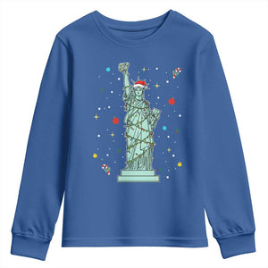 Statue Of Liberty Six Seven Meme Youth Sweatshirt Gen Alpha 67 Trend Christmas Gift TS12 Royal Blue Print Your Wear