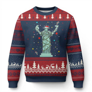 Doot Doot 67 Statue Of Liberty Ugly Christmas Sweater Funny Gen Alpha 67 Trend Xmas Gift TS12 Navy Red Print Your Wear