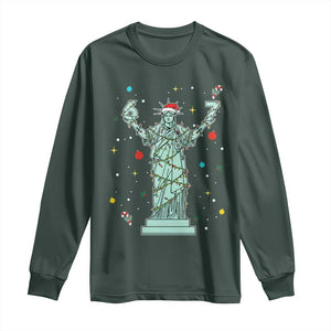 Doot Doot 67 Statue Of Liberty Long Sleeve Shirt Funny Gen Alpha 67 Trend Christmas Gift TS12 Dark Forest Green Print Your Wear