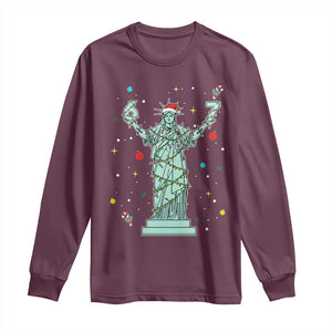 Doot Doot 67 Statue Of Liberty Long Sleeve Shirt Funny Gen Alpha 67 Trend Christmas Gift TS12 Maroon Print Your Wear
