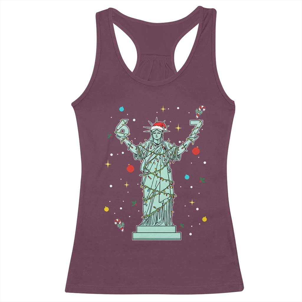 Doot Doot 67 Statue Of Liberty Racerback Tank Top Funny Gen Alpha 67 Trend Christmas Gift TS12 Maroon Print Your Wear
