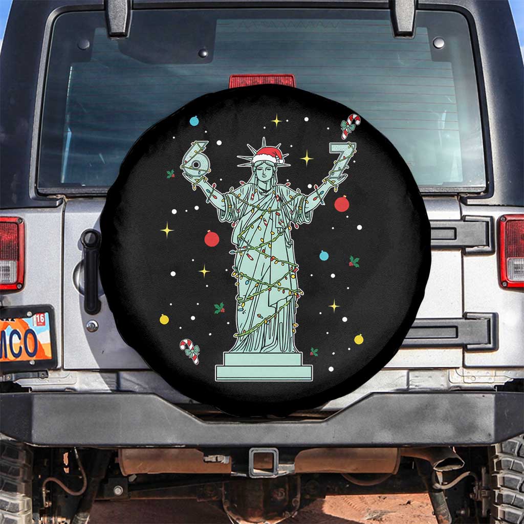 Doot Doot 67 Statue Of Liberty Spare Tire Cover Funny Gen Alpha 67 Trend Christmas Gift TS12 No hole Black Print Your Wear