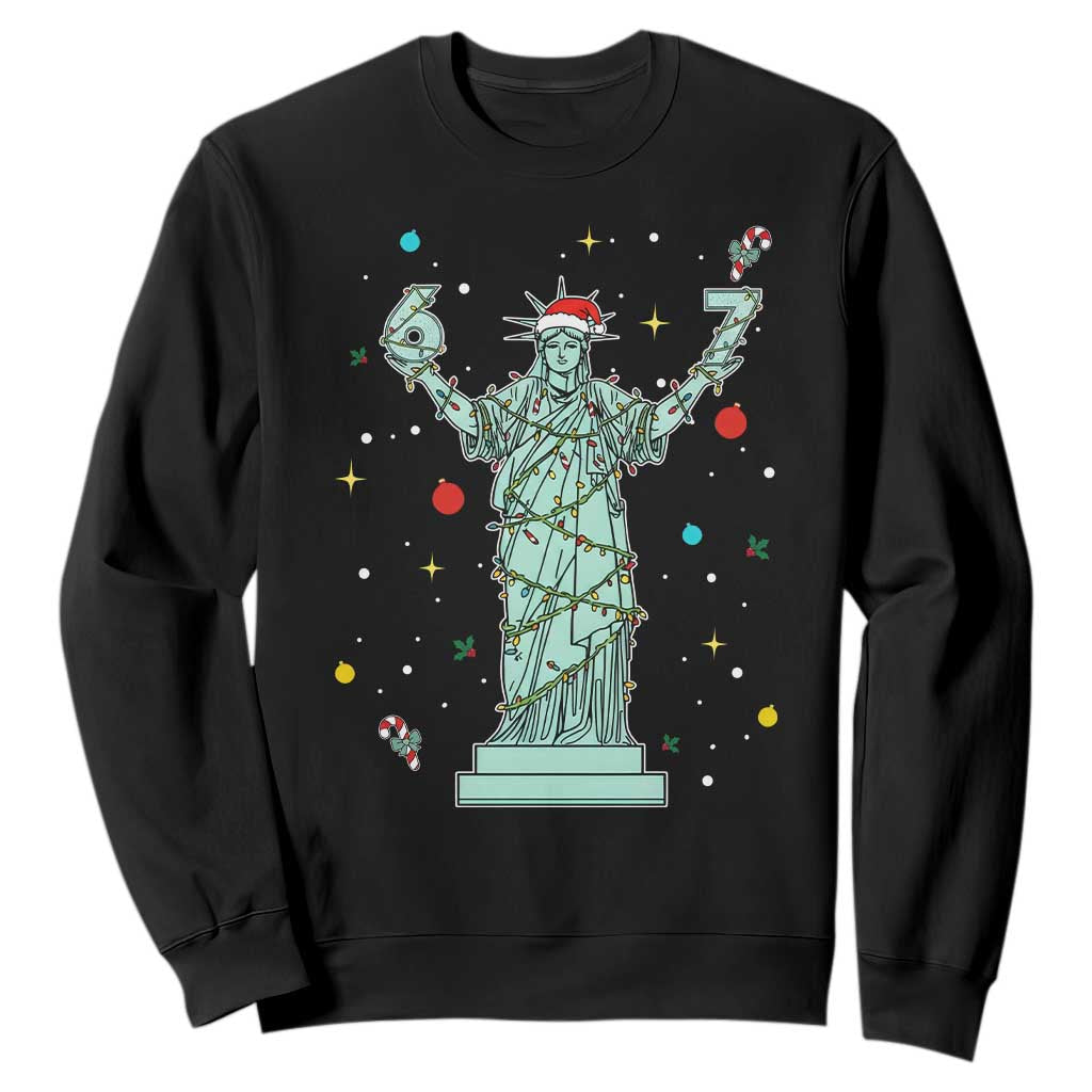 Doot Doot 67 Statue Of Liberty Sweatshirt Funny Gen Alpha 67 Trend Christmas Gift TS12 Black Print Your Wear