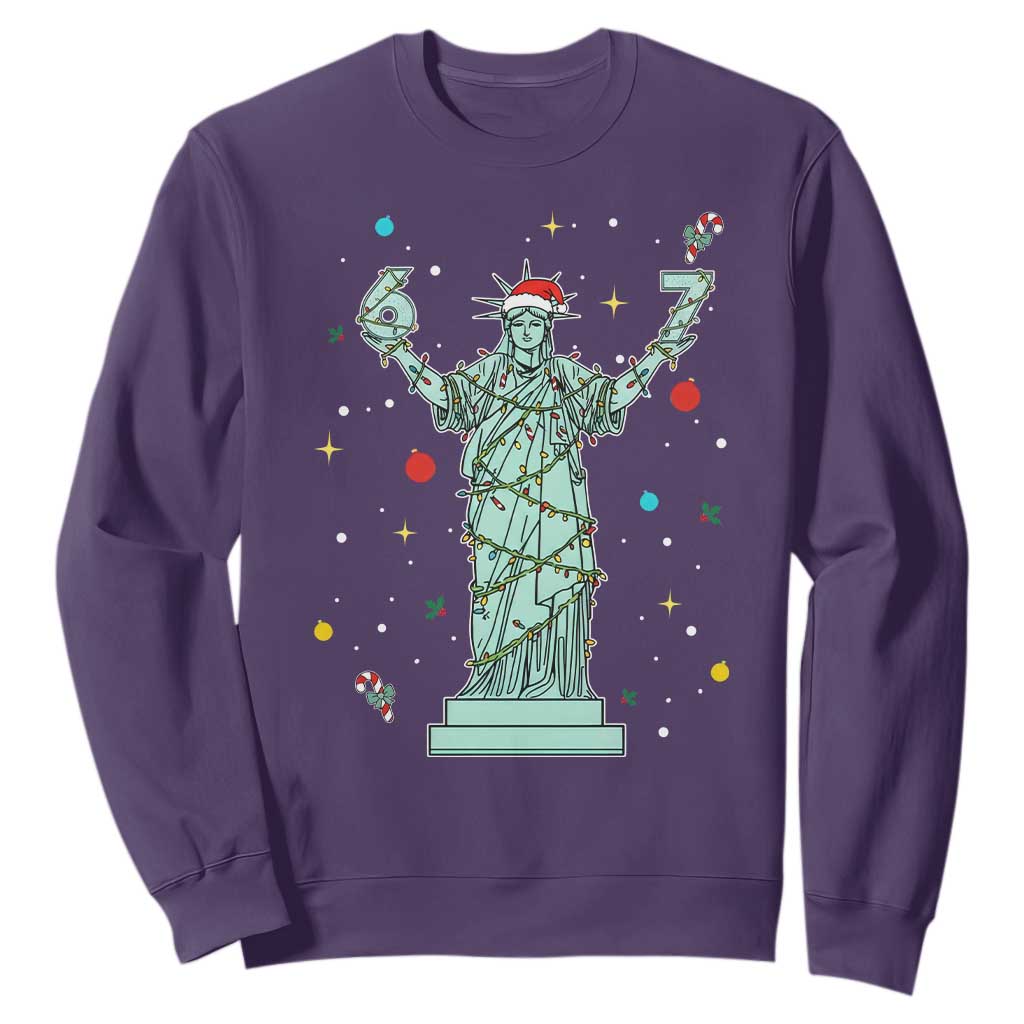 Doot Doot 67 Statue Of Liberty Sweatshirt Funny Gen Alpha 67 Trend Christmas Gift TS12 Purple Print Your Wear