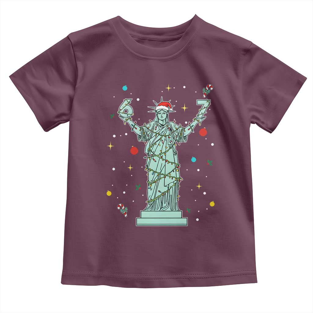Doot Doot 67 Statue Of Liberty Toddler T Shirt Funny Gen Alpha 67 Trend Christmas Gift TS12 Maroon Print Your Wear