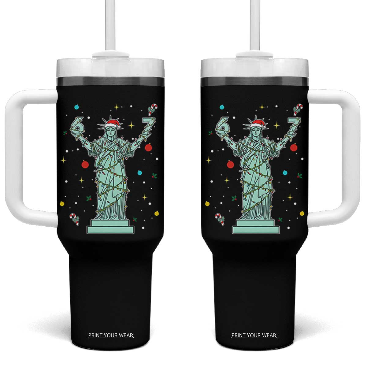 Doot Doot 67 Statue Of Liberty Tumbler With Handle Funny Gen Alpha 67 Trend Christmas Gift TS12 One Size: 40 oz Black Print Your Wear