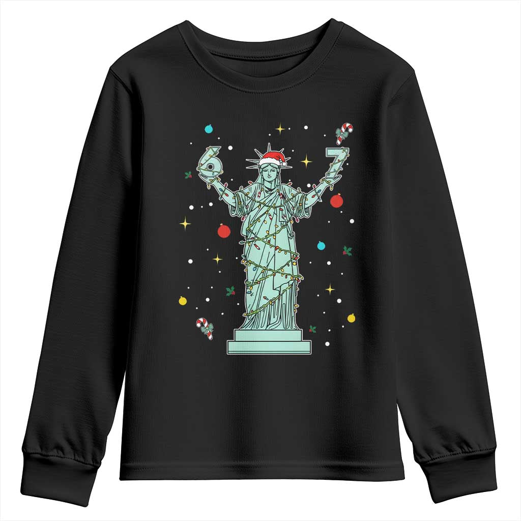 Doot Doot 67 Statue Of Liberty Youth Sweatshirt Funny Gen Alpha 67 Trend Christmas Gift TS12 Black Print Your Wear