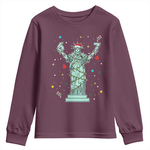 Doot Doot 67 Statue Of Liberty Youth Sweatshirt Funny Gen Alpha 67 Trend Christmas Gift TS12 Maroon Print Your Wear