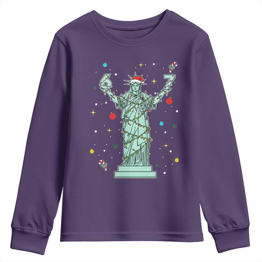 Doot Doot 67 Statue Of Liberty Youth Sweatshirt Funny Gen Alpha 67 Trend Christmas Gift TS12 Purple Print Your Wear