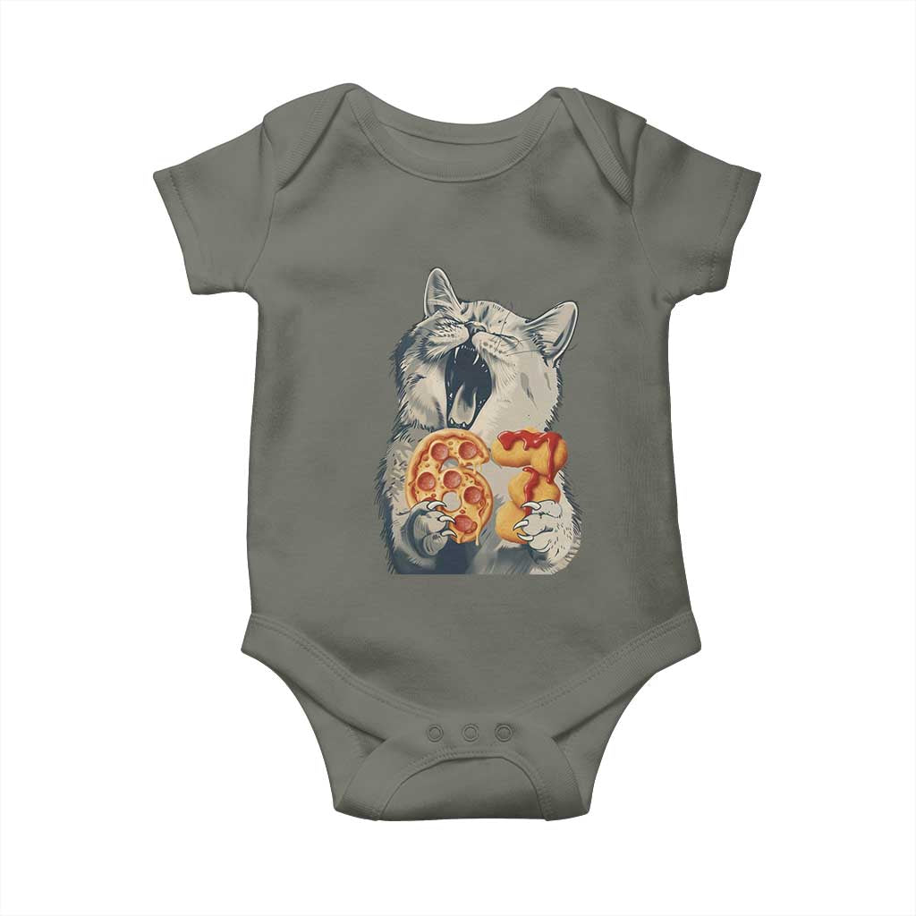 Six Seven Meme Cat 67 Pizza Nugget Baby Onesie Funny Gen Alpha 67 Trend Gift TS12 Military Green Print Your Wear