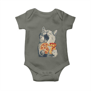 Six Seven Meme Cat 67 Pizza Nugget Baby Onesie Funny Gen Alpha 67 Trend Gift TS12 Military Green Print Your Wear