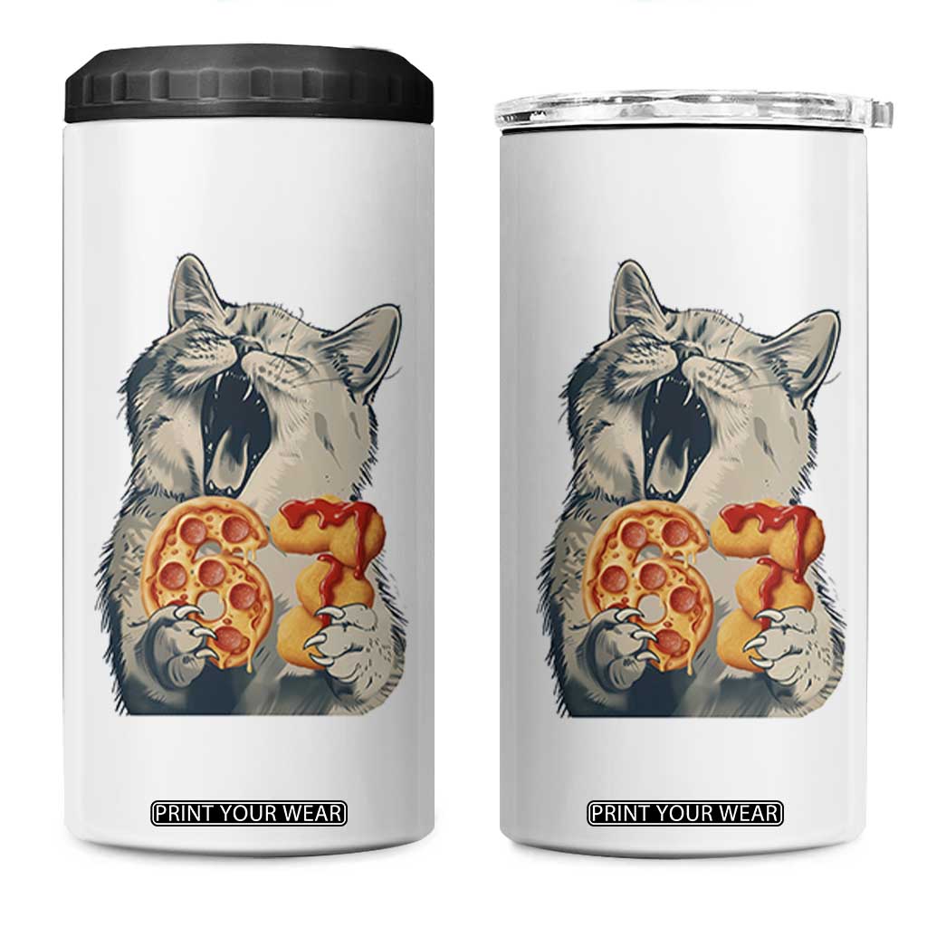 Six Seven Meme Cat 67 Pizza Nugget 4 in 1 Can Cooler Tumbler Funny Gen Alpha 67 Trend Gift TS12 One Size: 16 oz White Print Your Wear