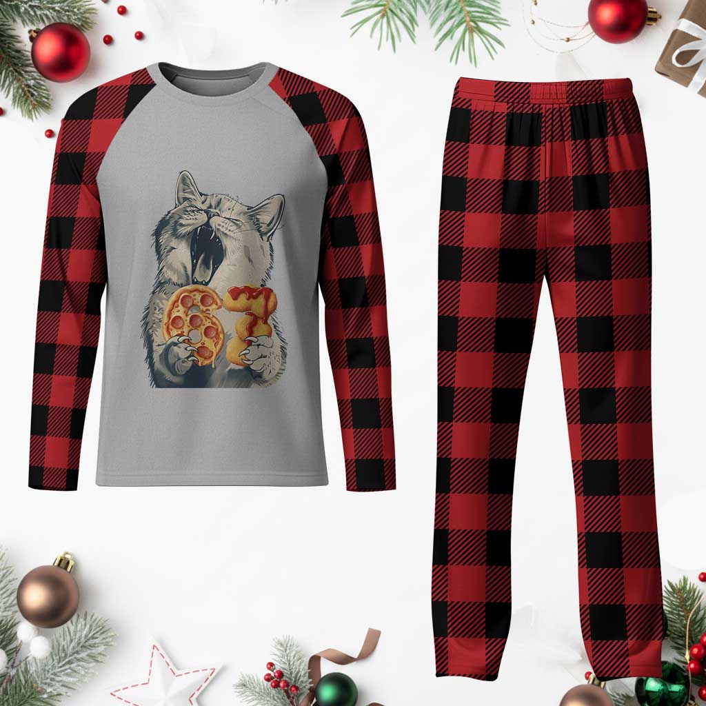 Six Seven Meme Cat 67 Pizza Nugget Plaid Pajama Set Funny Gen Alpha 67 Trend Gift TS12 Buffalo Plaid Print Your Wear