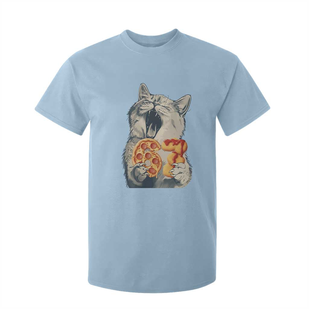 Six Seven Meme Cat 67 Pizza Nugget T Shirt For Kid Funny Gen Alpha 67 Trend Gift TS12 Light Blue Print Your Wear