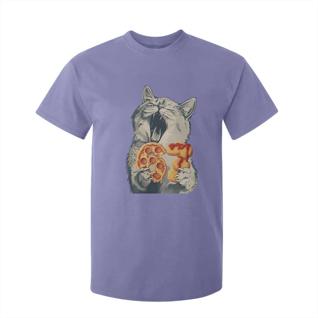 Six Seven Meme Cat 67 Pizza Nugget T Shirt For Kid Funny Gen Alpha 67 Trend Gift TS12 Violet Print Your Wear