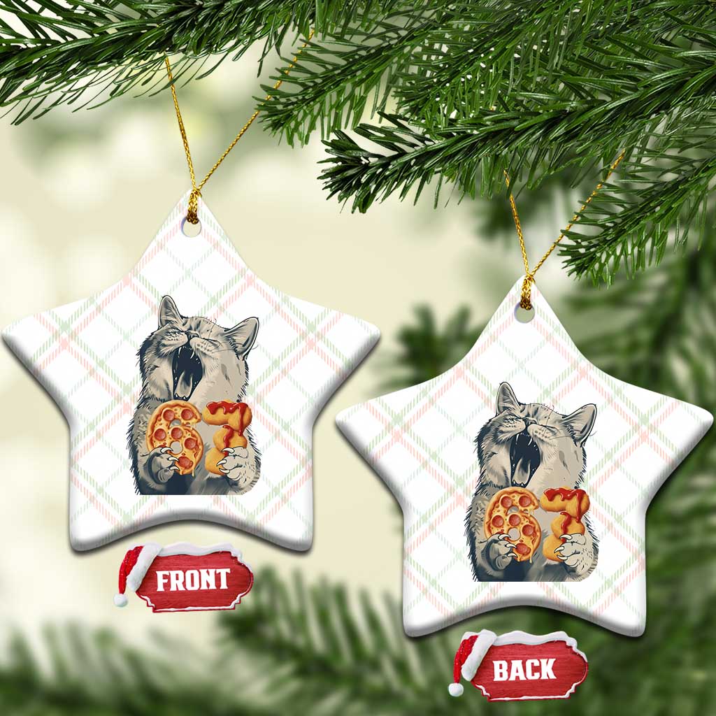 Six Seven Meme Cat 67 Pizza Nugget Ceramic Ornament Funny Gen Alpha 67 Trend Gift TS12 Print Your Wear