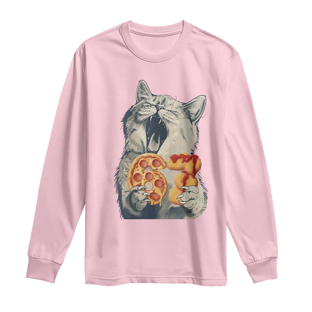 Six Seven Meme Cat 67 Pizza Nugget Long Sleeve Shirt Funny Gen Alpha 67 Trend Gift TS12 Light Pink Print Your Wear
