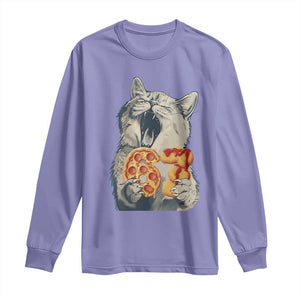 Six Seven Meme Cat 67 Pizza Nugget Long Sleeve Shirt Funny Gen Alpha 67 Trend Gift TS12 Violet Print Your Wear