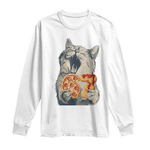 Six Seven Meme Cat 67 Pizza Nugget Long Sleeve Shirt Funny Gen Alpha 67 Trend Gift TS12 White Print Your Wear