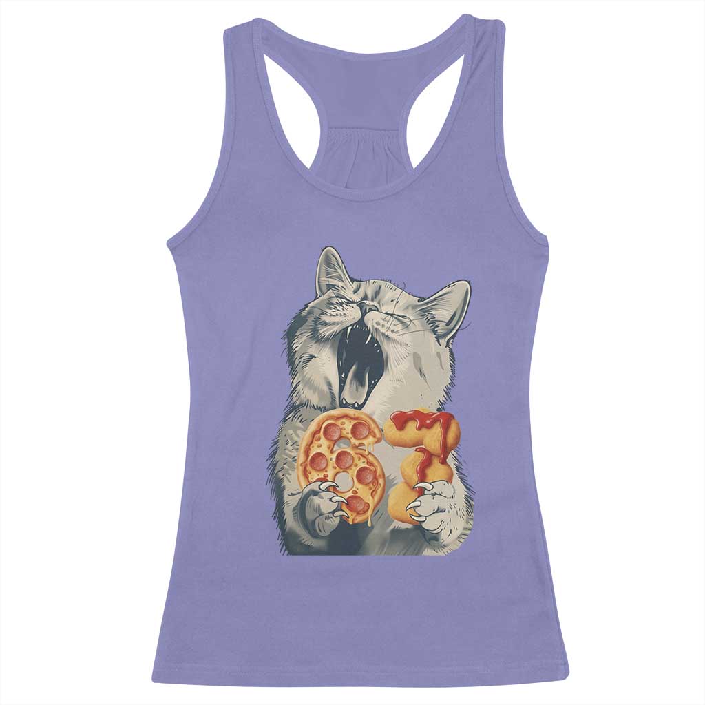 Six Seven Meme Cat 67 Pizza Nugget Racerback Tank Top Funny Gen Alpha 67 Trend Gift TS12 Violet Print Your Wear