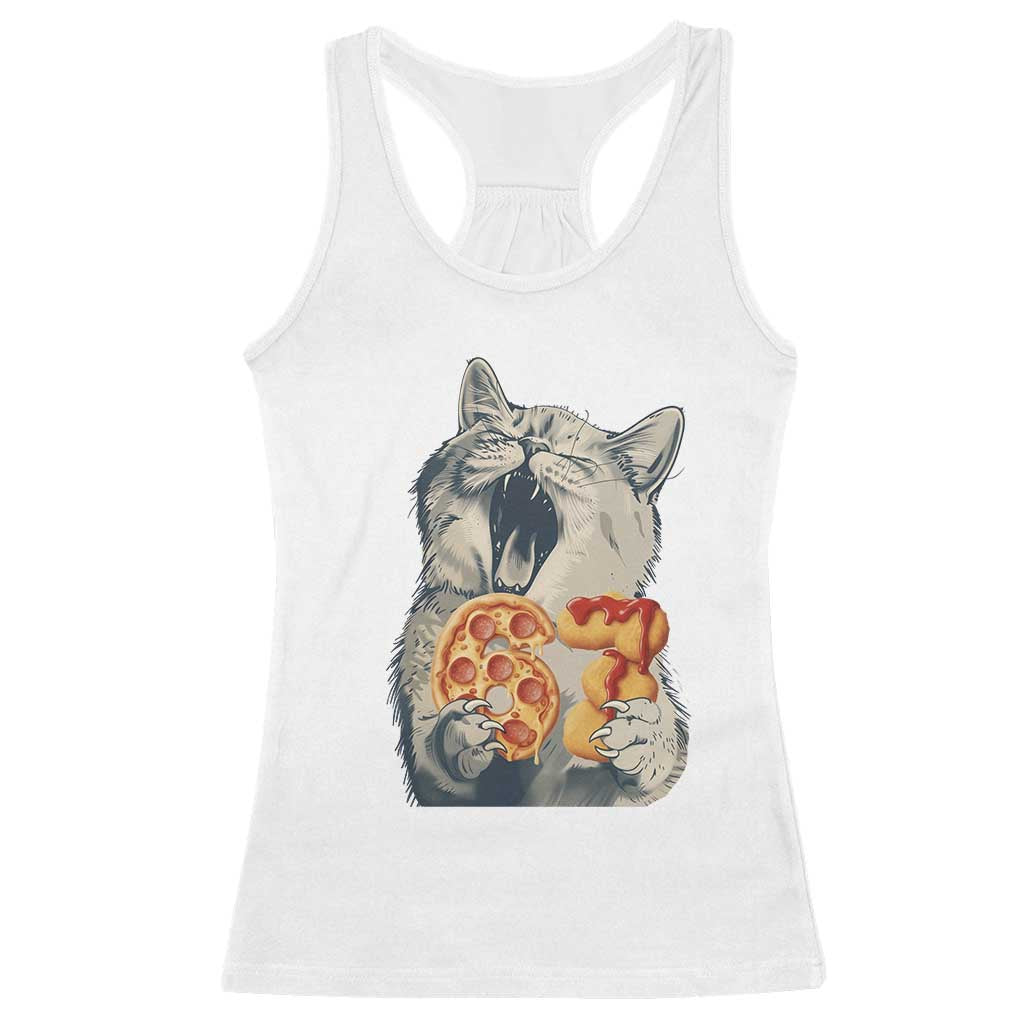 Six Seven Meme Cat 67 Pizza Nugget Racerback Tank Top Funny Gen Alpha 67 Trend Gift TS12 White Print Your Wear