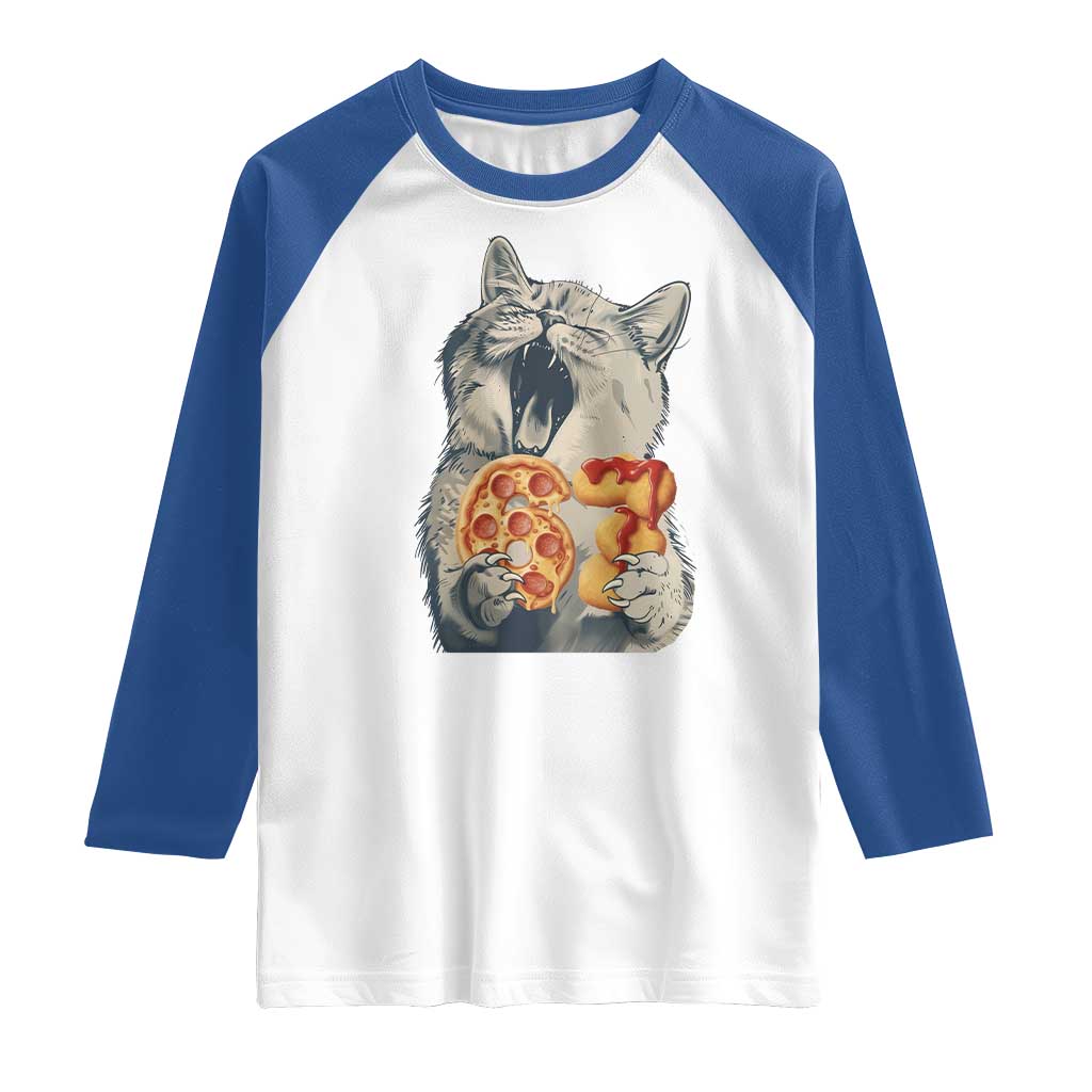 Six Seven Meme Cat 67 Pizza Nugget Raglan Shirt Funny Gen Alpha 67 Trend Gift TS12 White Royal Print Your Wear