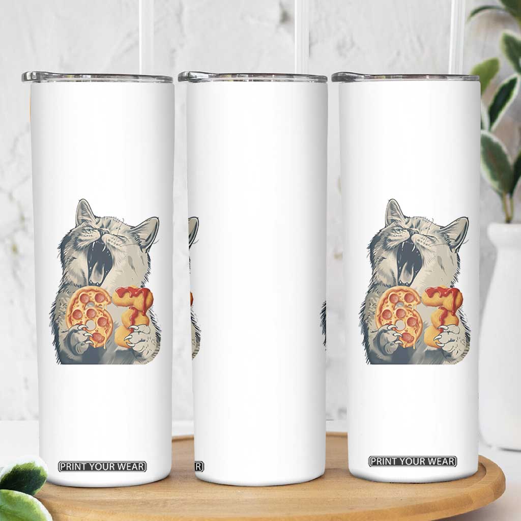 Six Seven Meme Cat 67 Pizza Nugget Skinny Tumbler Funny Gen Alpha 67 Trend Gift TS12 Print Your Wear