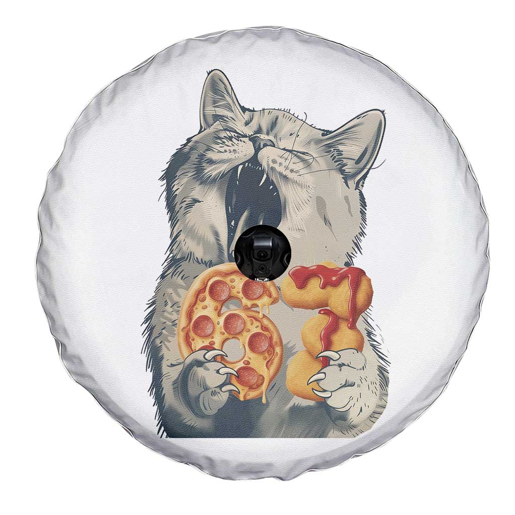 Six Seven Meme Cat 67 Pizza Nugget Spare Tire Cover Funny Gen Alpha 67 Trend Gift TS12 Print Your Wear