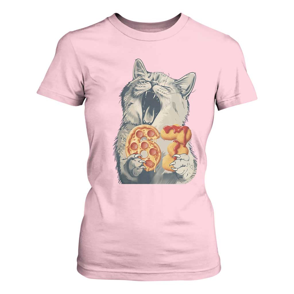 Six Seven Meme Cat 67 Pizza Nugget T Shirt For Women Funny Gen Alpha 67 Trend Gift TS12 Light Pink Print Your Wear
