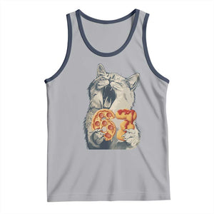 Six Seven Meme Cat 67 Pizza Nugget Tank Top Funny Gen Alpha 67 Trend Gift TS12 Athletic Heather Navy Print Your Wear