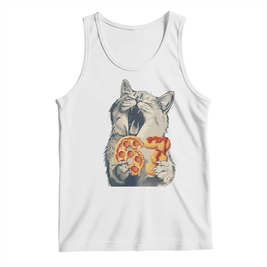 Six Seven Meme Cat 67 Pizza Nugget Tank Top Funny Gen Alpha 67 Trend Gift TS12 White Print Your Wear