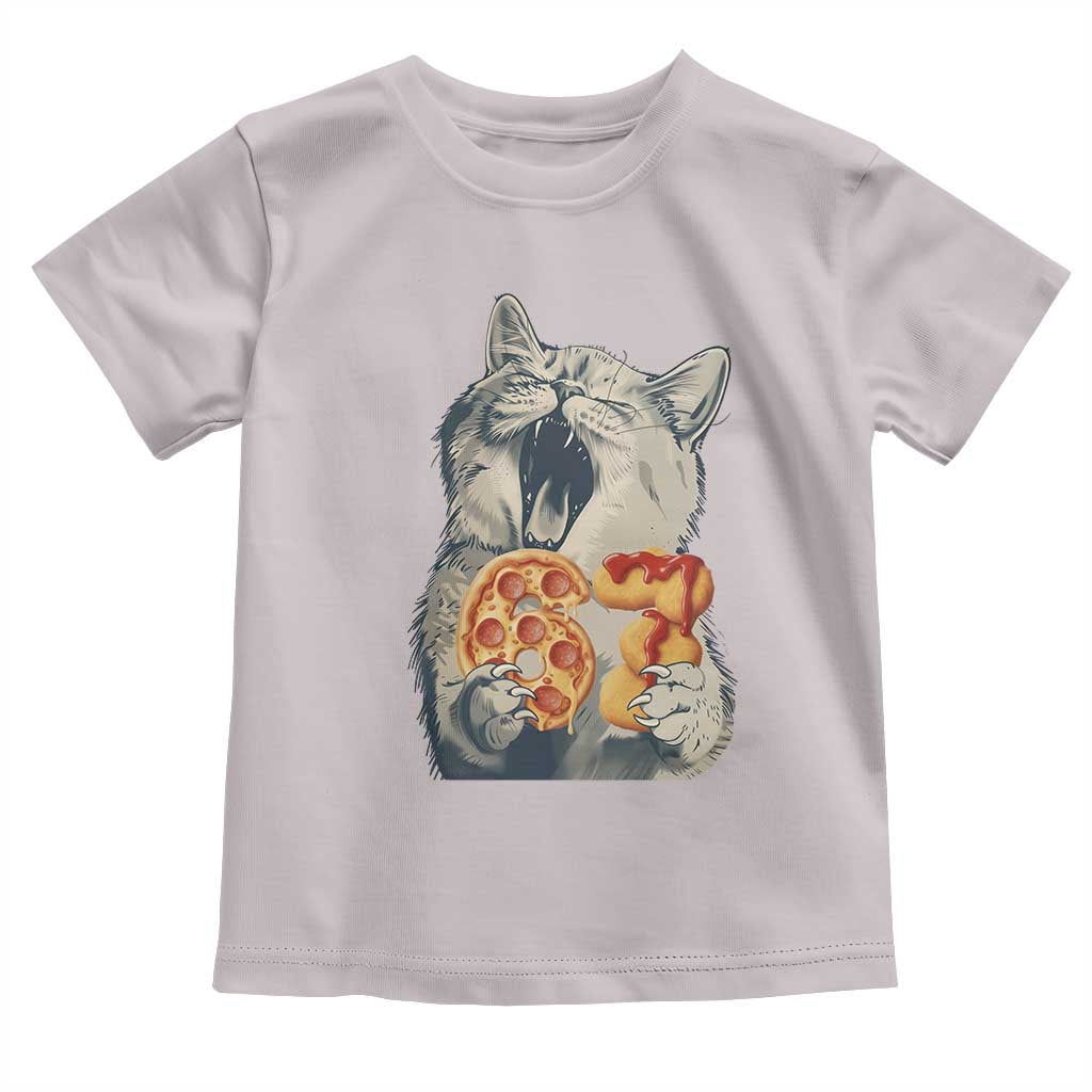 Six Seven Meme Cat 67 Pizza Nugget Toddler T Shirt Funny Gen Alpha 67 Trend Gift TS12 Ice Gray Print Your Wear
