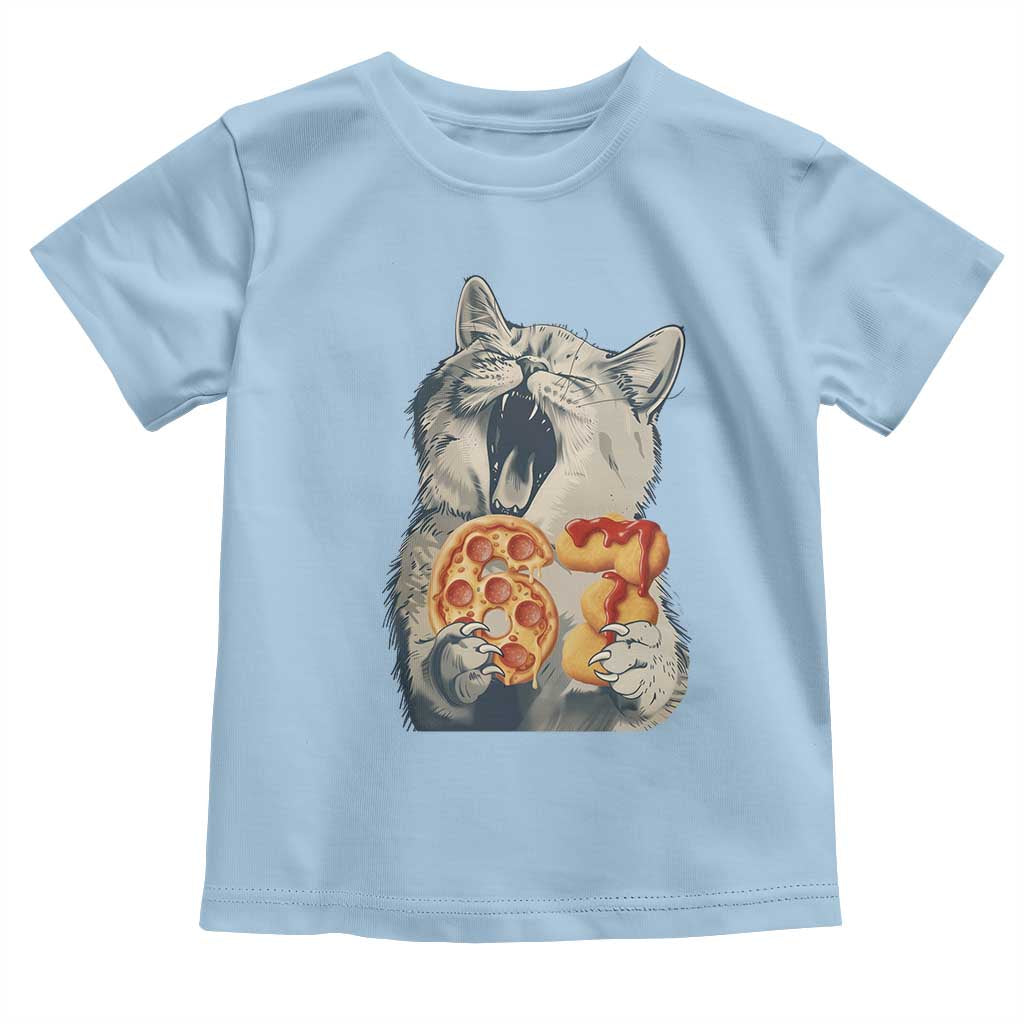 Six Seven Meme Cat 67 Pizza Nugget Toddler T Shirt Funny Gen Alpha 67 Trend Gift TS12 Light Blue Print Your Wear