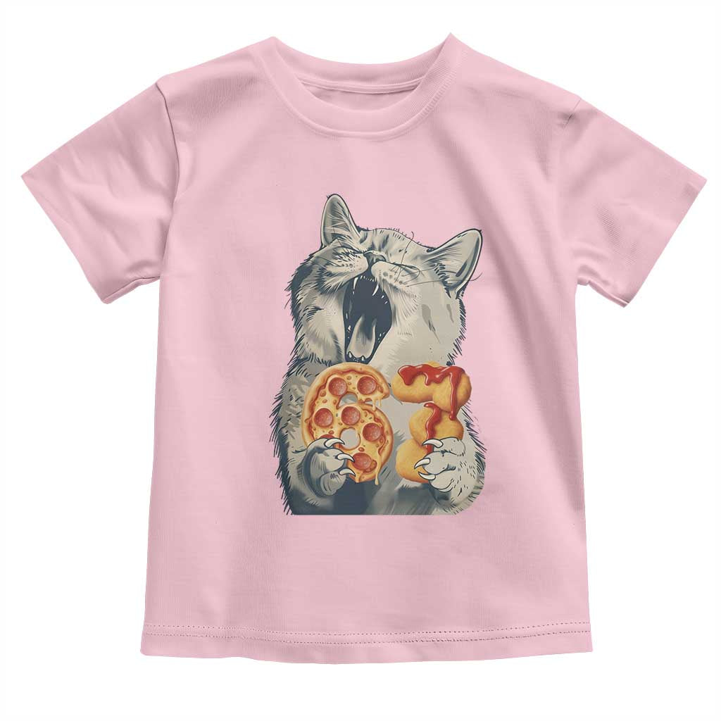 Six Seven Meme Cat 67 Pizza Nugget Toddler T Shirt Funny Gen Alpha 67 Trend Gift TS12 Light Pink Print Your Wear