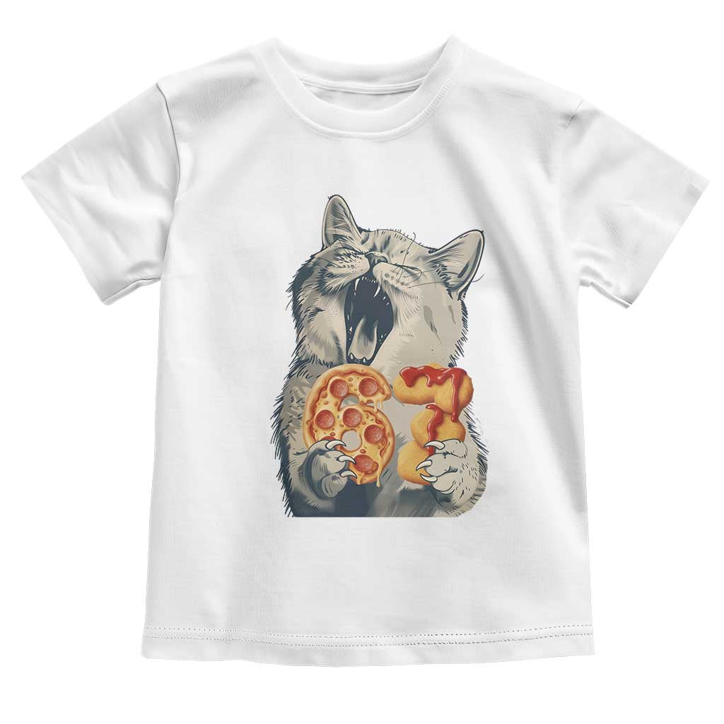 Six Seven Meme Cat 67 Pizza Nugget Toddler T Shirt Funny Gen Alpha 67 Trend Gift TS12 White Print Your Wear