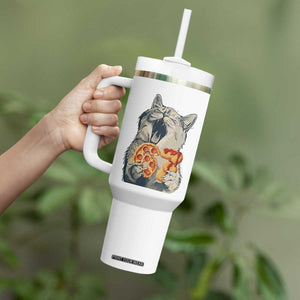 Six Seven Meme Cat 67 Pizza Nugget Tumbler With Handle Funny Gen Alpha 67 Trend Gift TS12 Print Your Wear