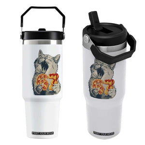 Six Seven Meme Cat 67 Pizza Nugget Flip Straw Tumbler Funny Gen Alpha 67 Trend Gift TS12 One Size: 30 oz White Print Your Wear