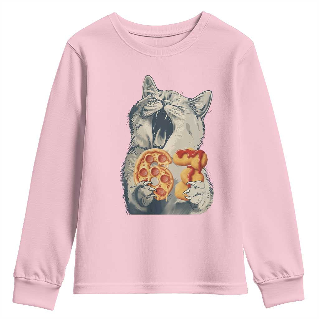 Six Seven Meme Cat 67 Pizza Nugget Youth Sweatshirt Funny Gen Alpha 67 Trend Gift TS12 Light Pink Print Your Wear