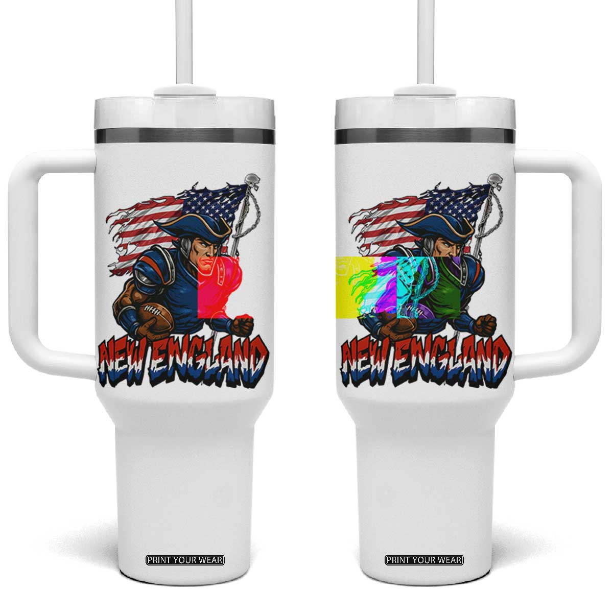 NEFP Game Day Sports Fan Gift Tumbler With Handle TS12 One Size: 40 oz White Print Your Wear