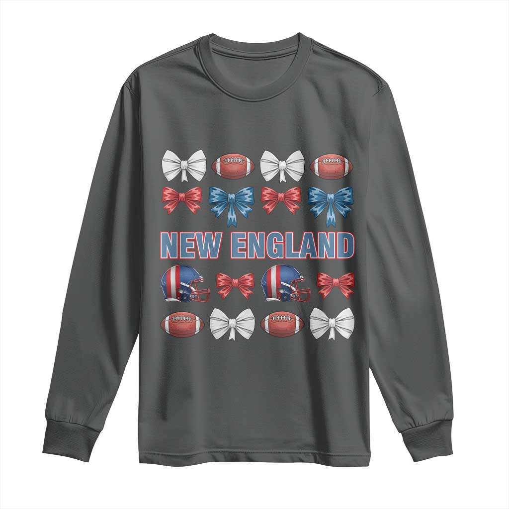 Coquette NE Football Fan Long Sleeve Shirt Gift For Women TS12 Dark Heather Print Your Wear