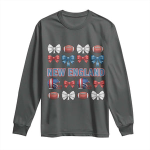 Coquette NE Football Fan Long Sleeve Shirt Gift For Women TS12 Dark Heather Print Your Wear